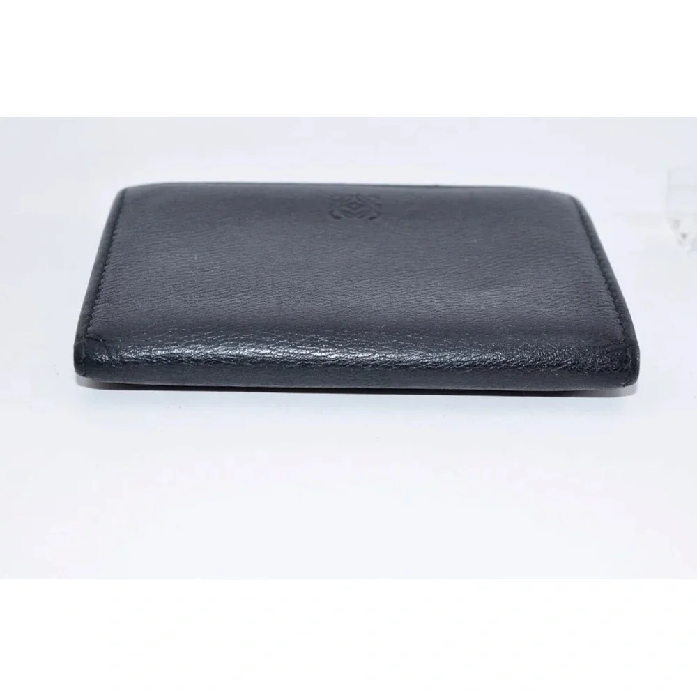 LOEWE Anagram Card Case Leather Black (Inside) is Blue Used Authentic EUC